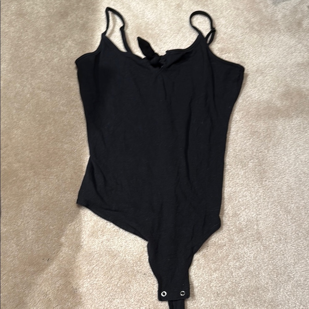 Garage Black Sleeveless Bodysuit size medium with front bow